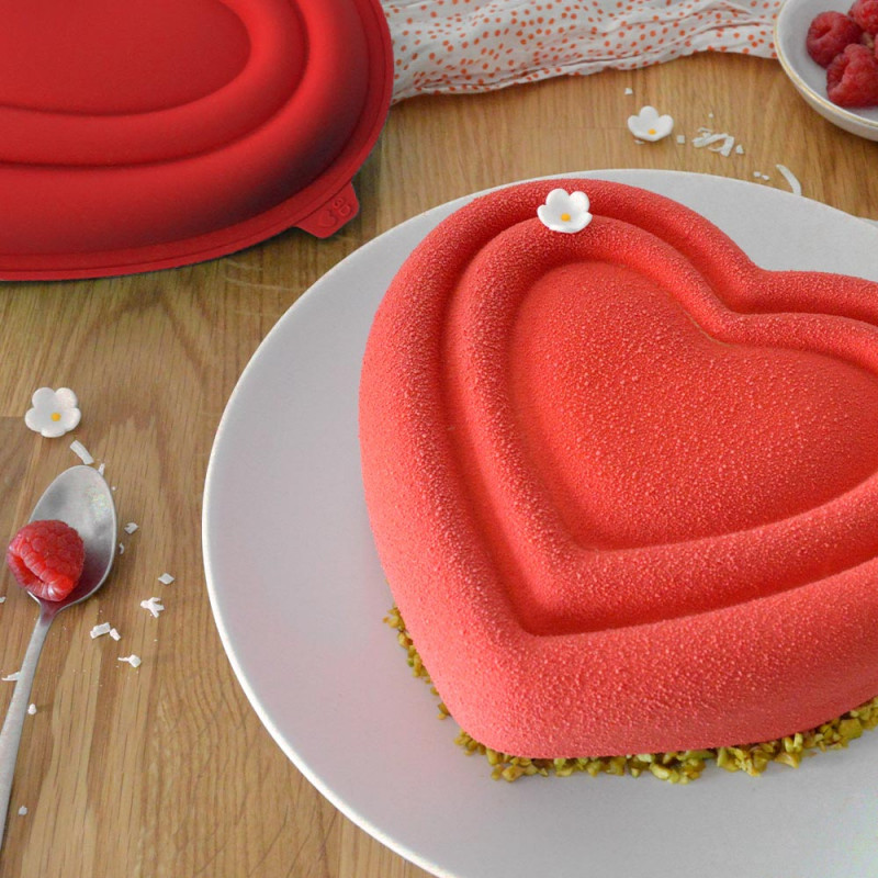 Moule à gâteau silicone - Cœur 3D