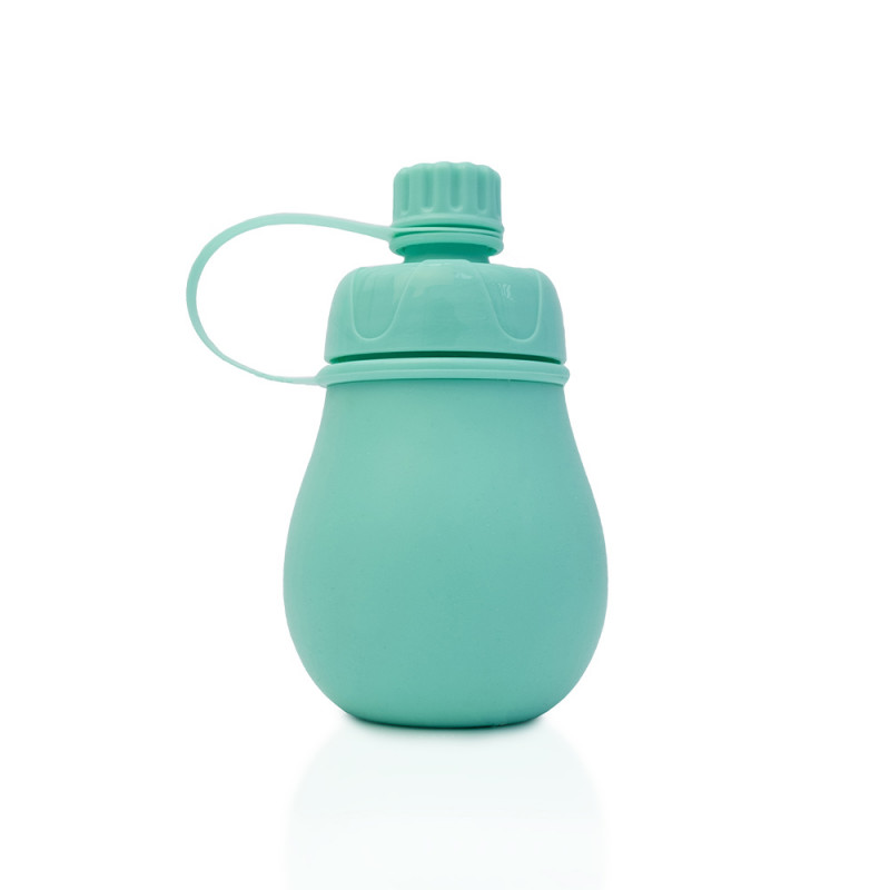 Gourde pliable et mini lampe de poche 470ml silicone bleu