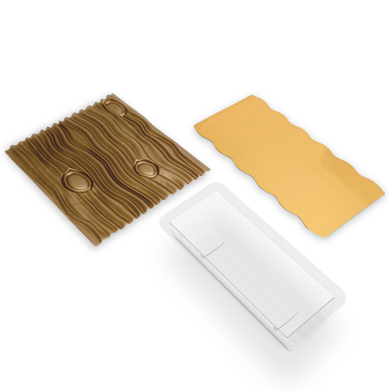 Kit de Noël - Moule à bûche plastique pvc et son insert, 2 embouts de bûche  en chocolat, une poche et la semelle.