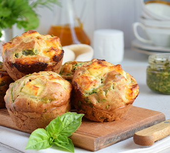 Recette de muffins salés feta, basilic